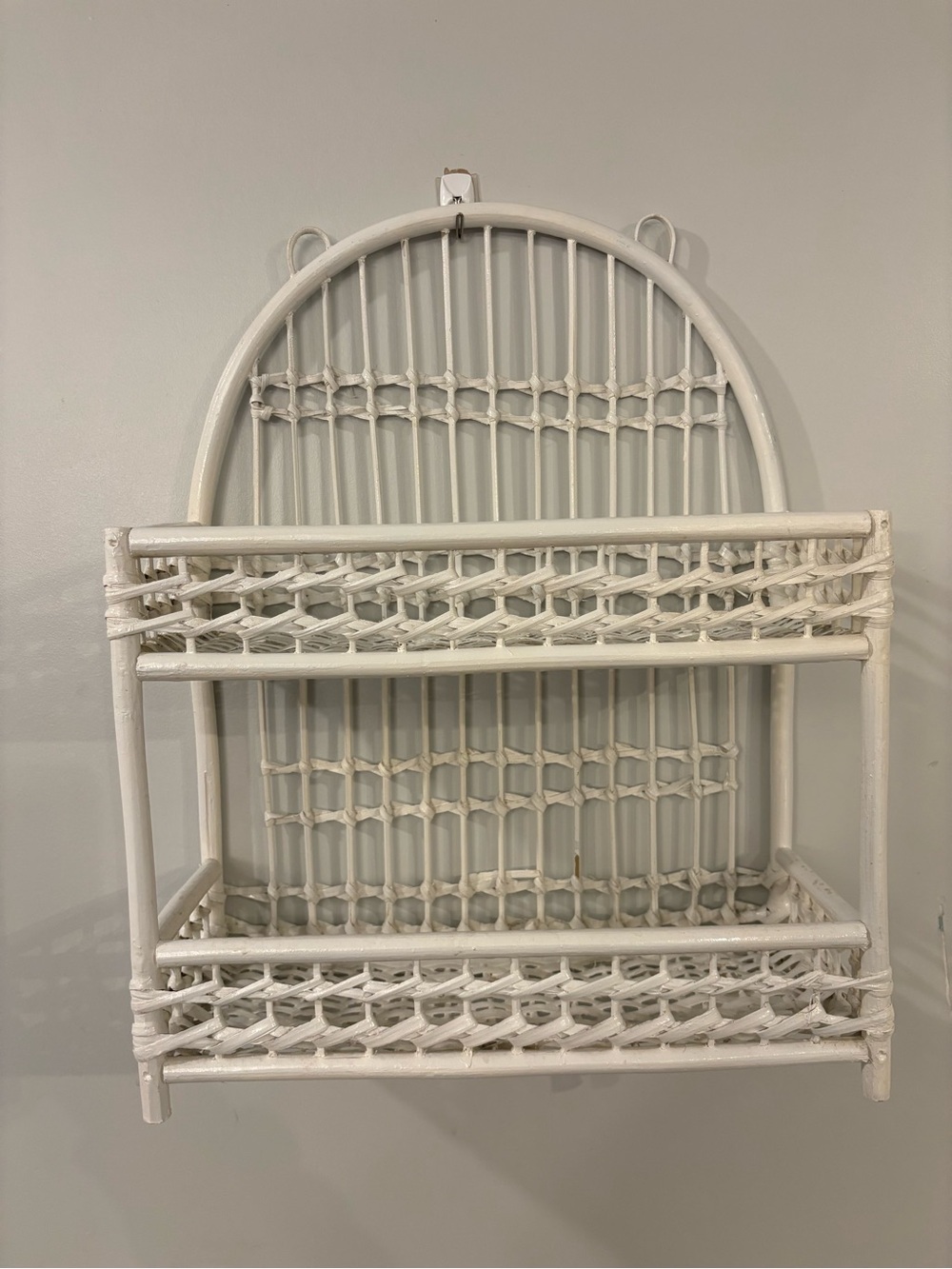 Vintage Rattan Wicker shelf two tier